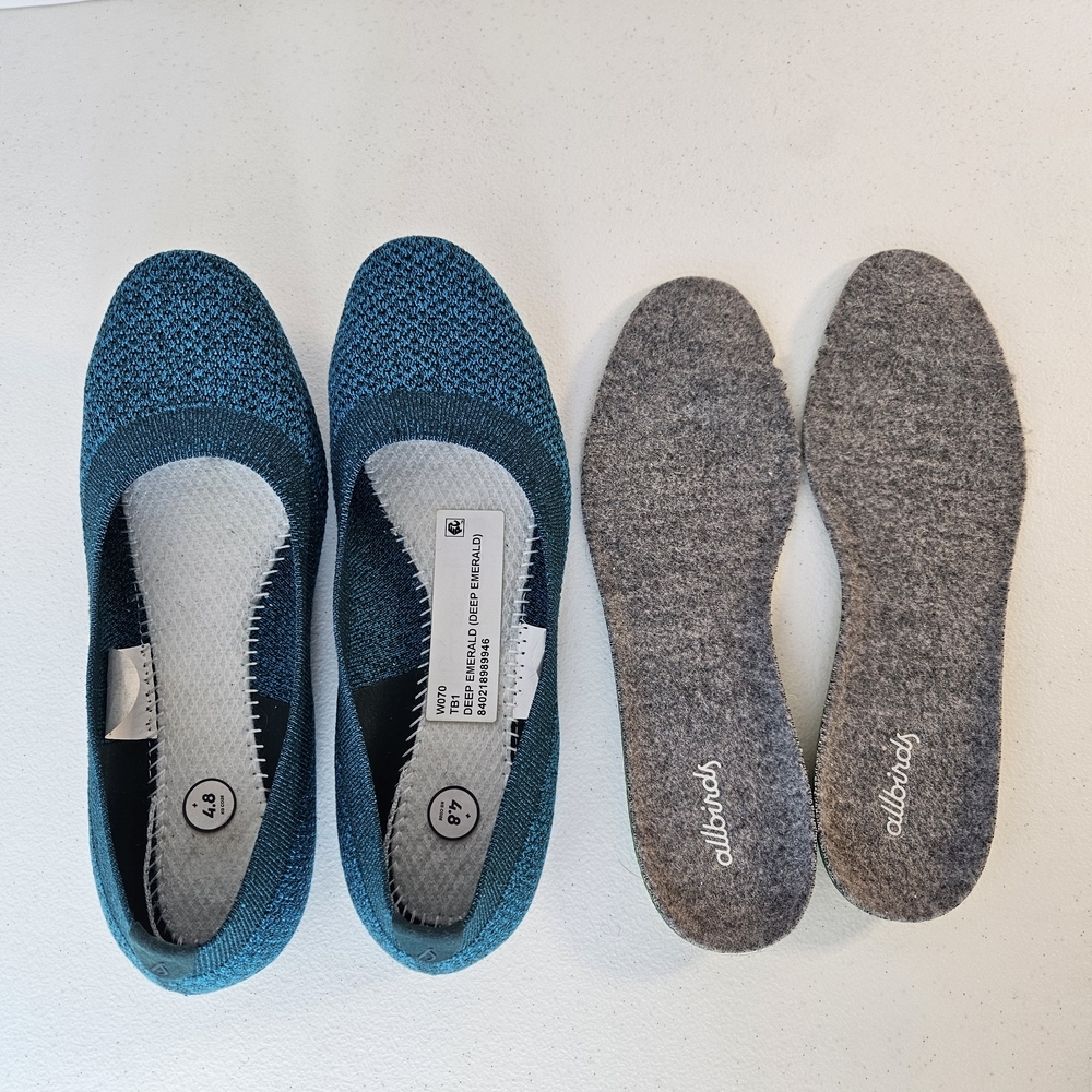 Allbirds Tree Breezers Ballet Flats Deep Emerald Teal Comfortable Washable 7 - Picture 9 of 11